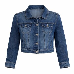 Size L Maurices Women’s Cropped Dark Wash Denim Jacket Blue Jean